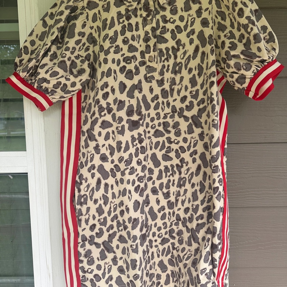 Entro Leopard Print Dress with Red Accents